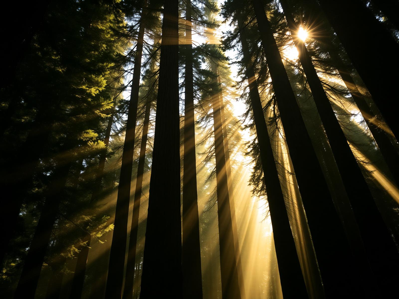 Sequoia forest with sunlight